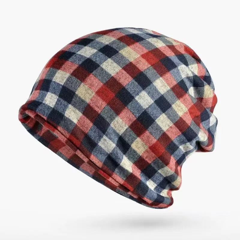 Turban Hat Women Men Unisex Beanie Digital Print Plaid Head Wrap For Outdoor Windproof & Warmth | Breathable Headwear Baggy Cap