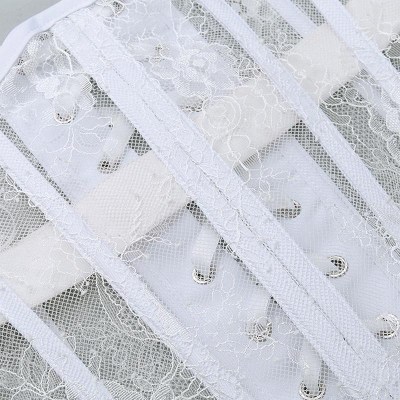 Waist Lace and Floral Trainer Women Corset Cincher Body Shaper Girdle Trimmer with Plastic Bones Extender Waist Decors