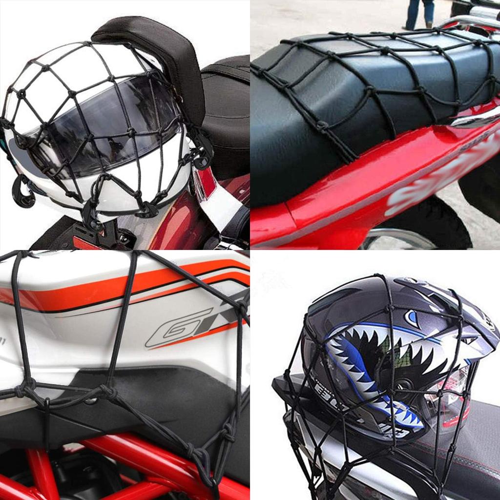 2 Pack Of 15.7"X15.7" Bungee Cargo Net Stretches To 30"X30" Elastic Motorcycle Luggage Bungee Netting With 12 Metal Hooks Stretchable Bungee Cord