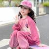 Girls Pink Green Casual Two Piece Set Long Sleeve Pants Autumn Outfit