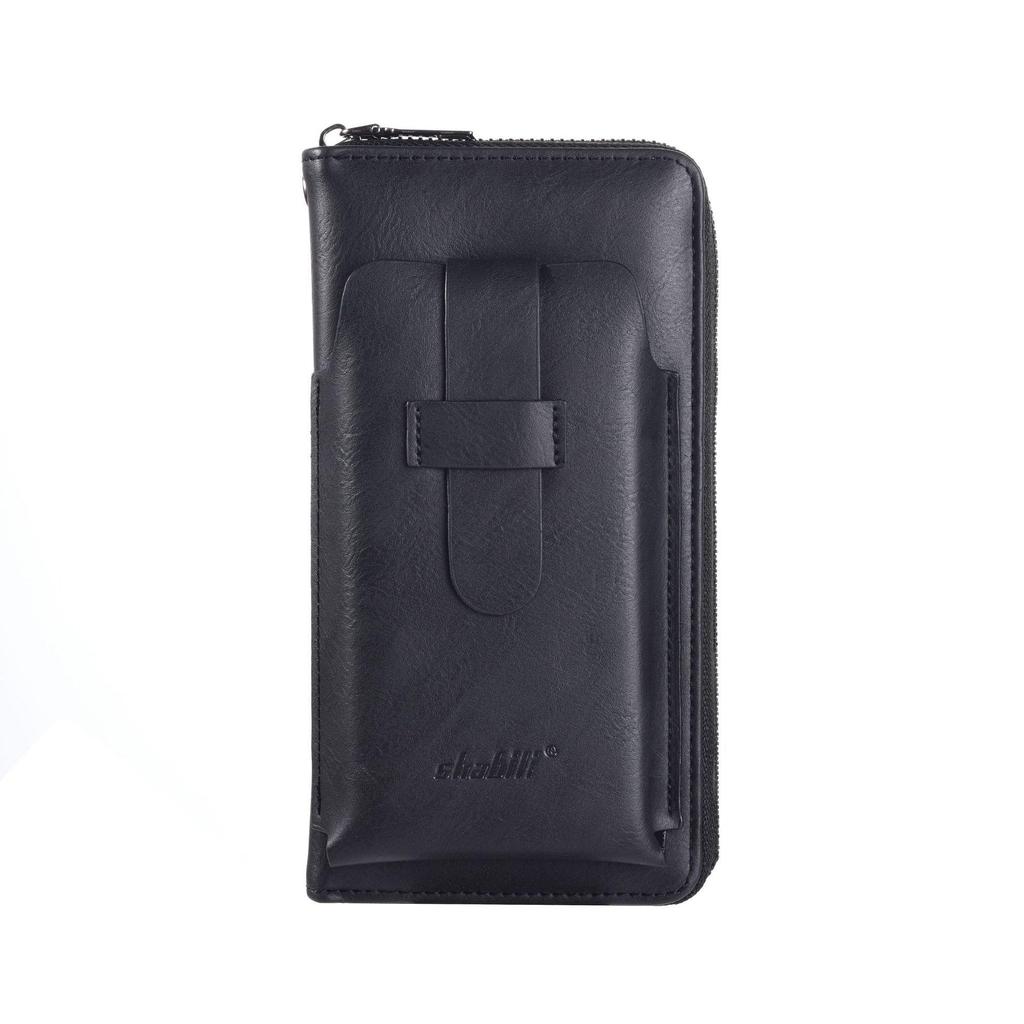 SHABILI Men's Zipper Wallet: Youth Leather Phone Bag & Card Holder, Large Capacity, Multifunctional