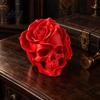 Rose Skull Decor Figurine, 3D Printed Gothic Ornament, Spooky Flower Home Statue, Halloween Centerpiece for Table Shelf Theme Party Supplies