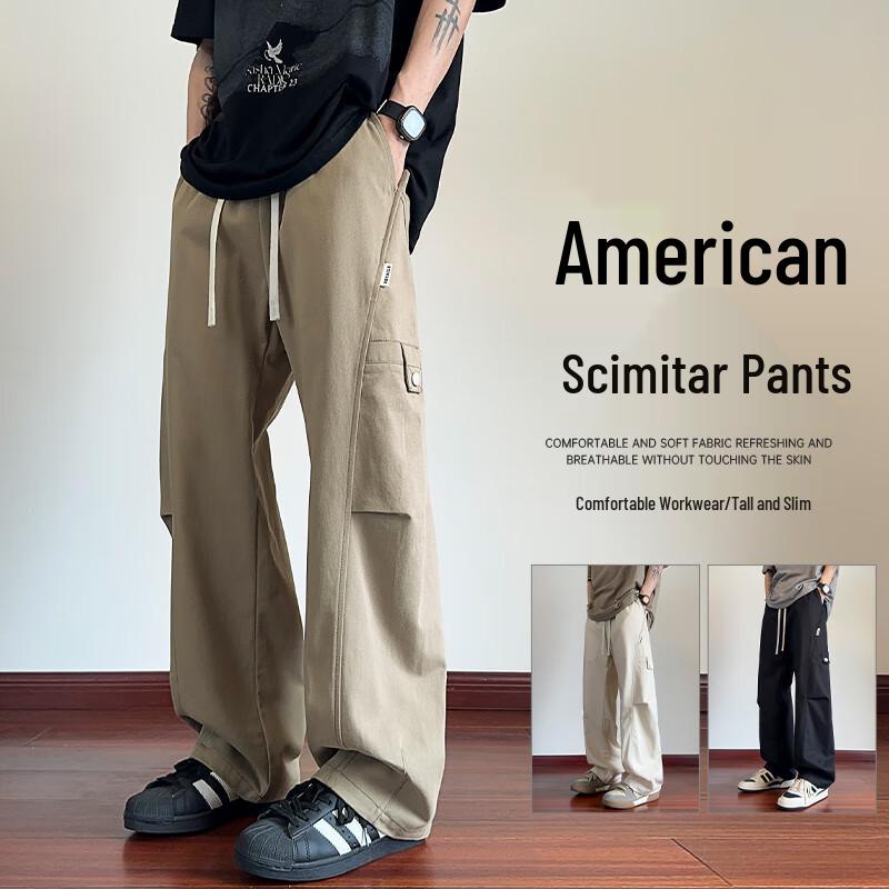 

Dingfengbaoluo Men s Cotton Curved-Leg Cargo Pants XL