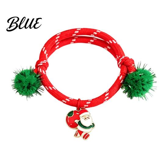 Cute Snowman Wrist Decor Christmas Bracelets Red Green String Bracelet Adjustable Rope Bracelet with Bag Charm Lanyard And Tinsel Pom Poms Holiday