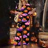 Women's Casual 2 Piece Outfit Set Printed 3/4 Sleeve Button Down Top Wide Leg Pants Wear