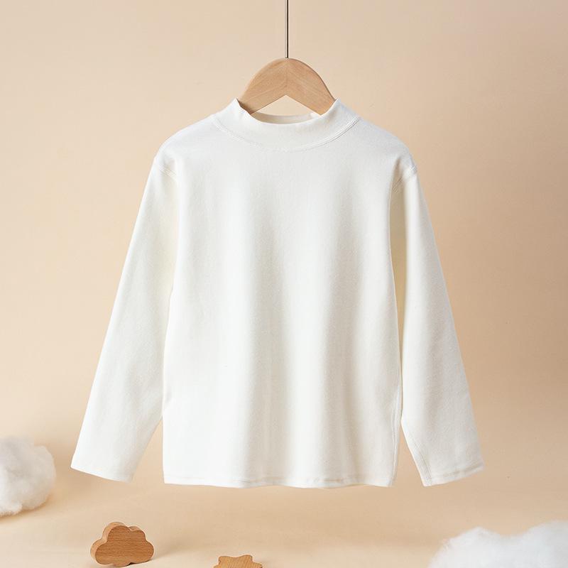 

Детский хлопковый свитшот с высоким воротником на флисовой подкладке - Теплый осенне-зимний слой 160 (Height 145-155cm) белый