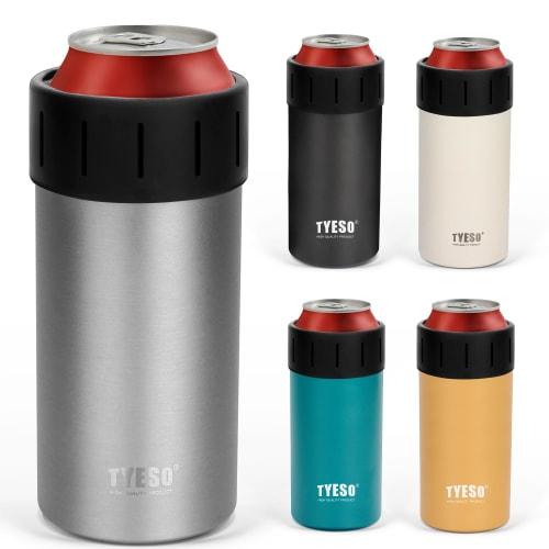 TYESO Can Holder, Insulated for 500ml Cans, PET Bottles, and Tumblers, 2-Way Type, Non-Slip, Vacuum Insulated (Silver, 500ml)