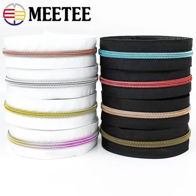 Meetee 5/10M 3# 5# Sewing Nylon Zippers Tapes Per Meter Bag Shoes Zipper Decorative Roll Coil Zip Repair Kit DIY Sew Accessories