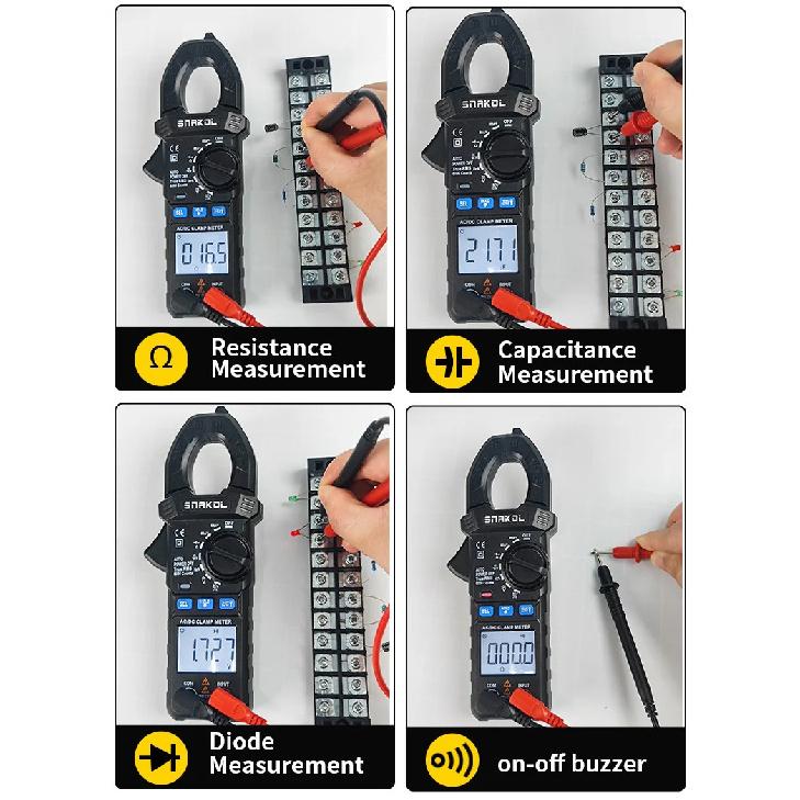 Digital Clamp Multimeter SNAKOL 600A AC/DC Current Voltage Meter Diode NCV Voltage Detection Professional Electrician Tools