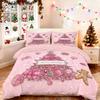 3pcs pink romantic Christmas tree print coreless duvet set multi size bedroom bedding holiday decoration machine washable