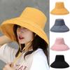 Portable Women With Windproof Rope Wide Brim Big Visors Bucket Hat Beach Cap Sun Hat Fisherman Cap
