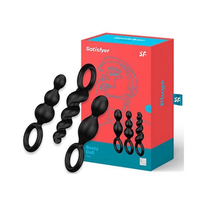 Plug anal - SATISFYER - Plugs Noir - Set de 3 - Silicone doux - Stimulation variée