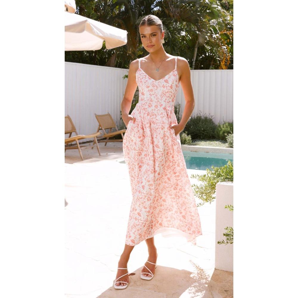 Damenkleider S-XL Damen V-Ausschnitt Neckholderkleider Strandurlaubskleider Schwingkleider