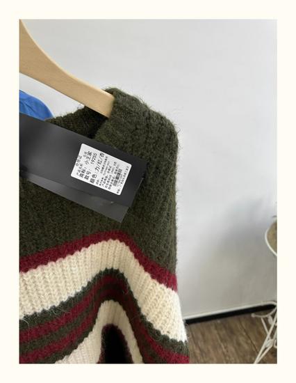 Xiao Wangs Winter Koreanischer Stil Übergröße Lässiger Colorblock Gestreifter Pullover