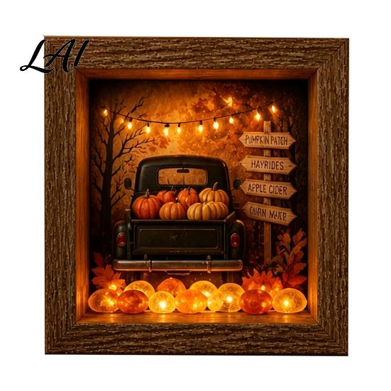Decorative Seasonal Lights Halloween Lighted Frame Ornaments Light Up Shadow Box Warm Atmosphere LED for Home Living Room Bedroom Decor Ornaments