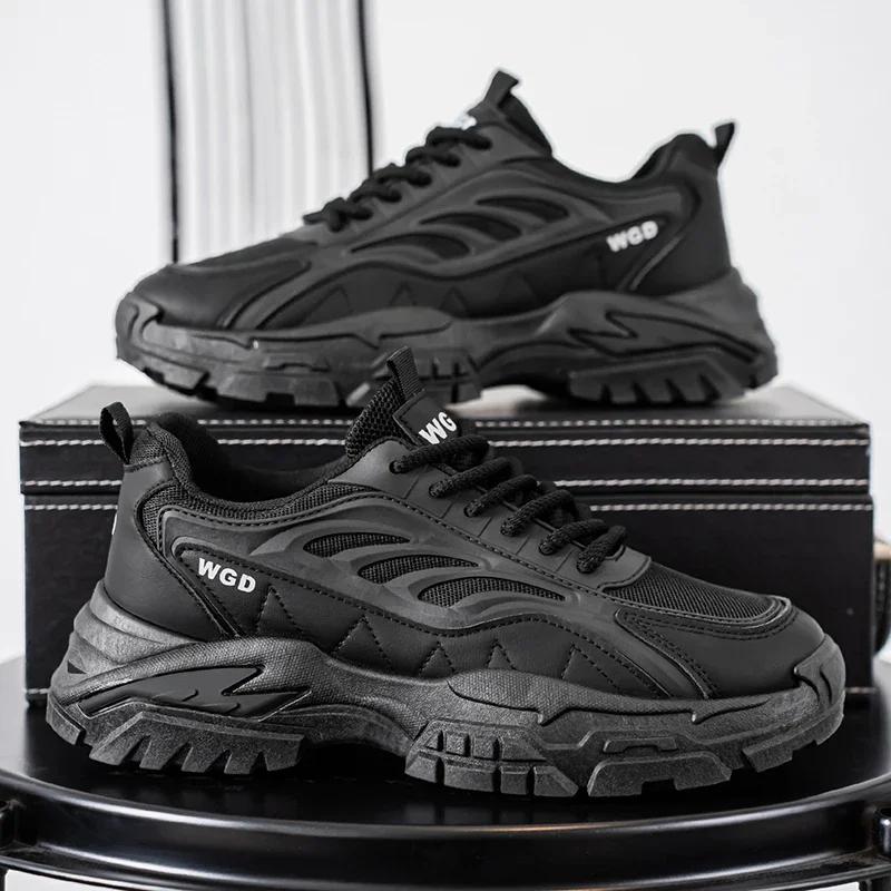 

New Men s Thick Soled Raised Running Shoes Lightweight Fashionable Versatile Anti Slip and Durable Sports and Leisure Shoes 44 чёрный