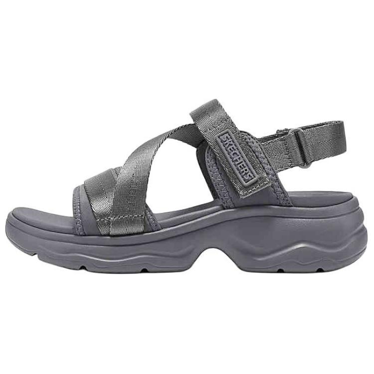 Skechers Casual Velcro Sandals Soft Comfortable Flat Beach Sandals Women sandals Gray 163540-CCL 36
