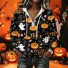 Women's Long Sleeve Halloween Print Hoodie Pullover with Casual Top