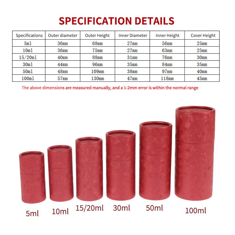 Paper Jar Tube Packaging 1Pcs Essential Oil Bottle Cosmetic Tubes Small Eco Friendly Containers for Perfume Storage Travel