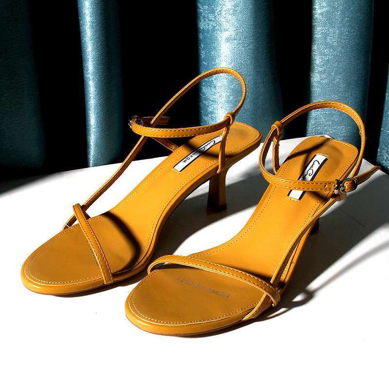 ins stiletto sandals women 2025 summer new one-word strap stiletto fairy style high heels open-toed Muse sandals