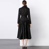 Stylish French Suit Dress with Dramatic Stitching and Midi Swing Design