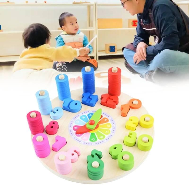 Colorful Wooden Puzzle Toy For Kids Learning Time And Numbers Educational Development