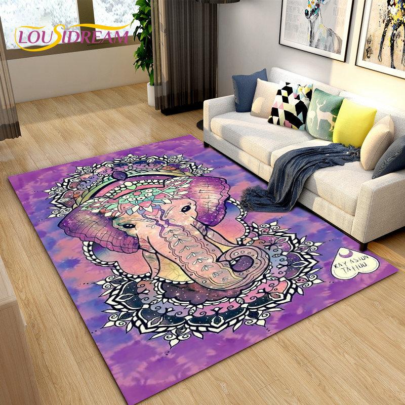 Elephant Ganesha Series  Area Rug Large,Carpet Rug for Living Room Bedroom Sofa Doormat Decoration,kids Play Non-slip Floor Mat