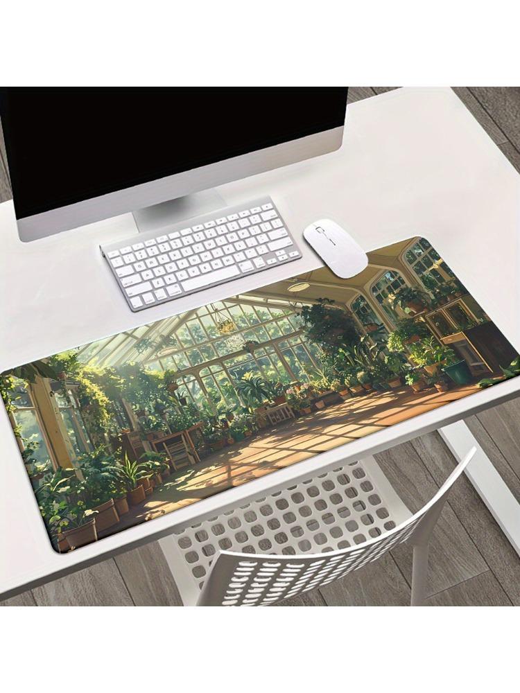 Verdant Greenhouse Landscape MousePad Natural Rubber AntiSlip Office Computer PC Gamer Laptop Desk Mat Office Desktop Accessory 800x400x2mm