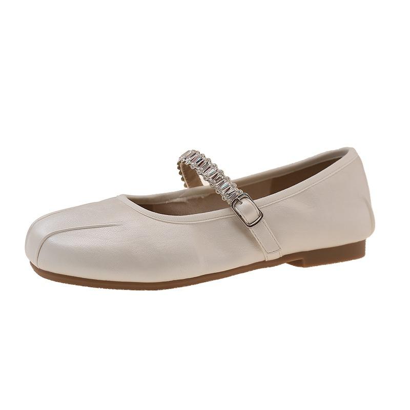 Temperament Silver Single Shoes Women's Autumn Comfortable New Models with Skirts Mary Jane Shoes Versatile Ballet Women's Shoes