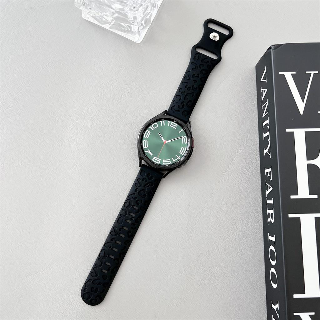 20mm 22mm Leopard Engraved Band for Samsung Galaxy Watch 6 5 4 40mm 44mm Gear S3 Silicone Cute Strap 6Classic 43mm 47mm Active 2