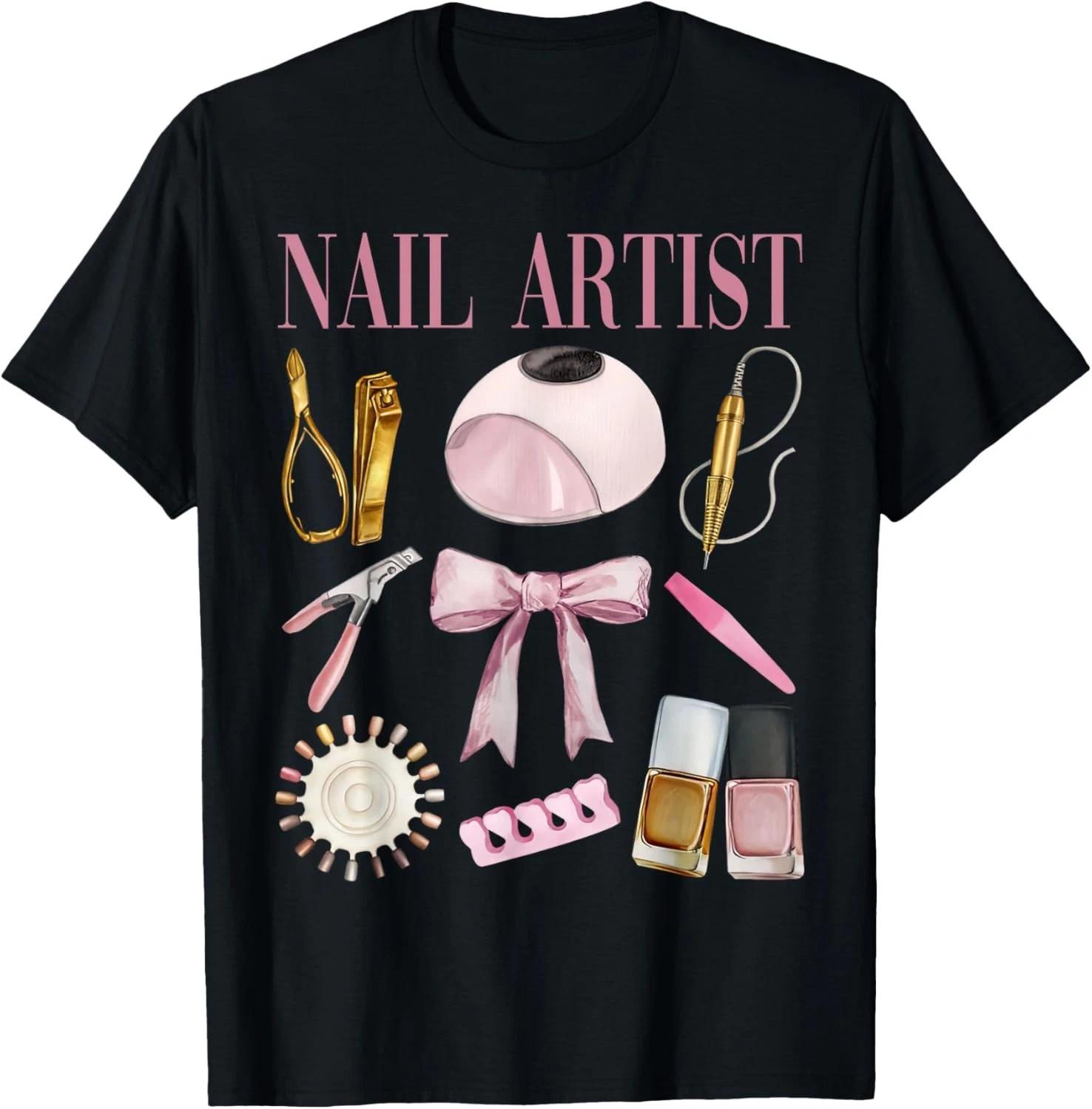 

Vintage Coquette Bow Aesthetic Nail Tech Nail Technician T-Shirt XL