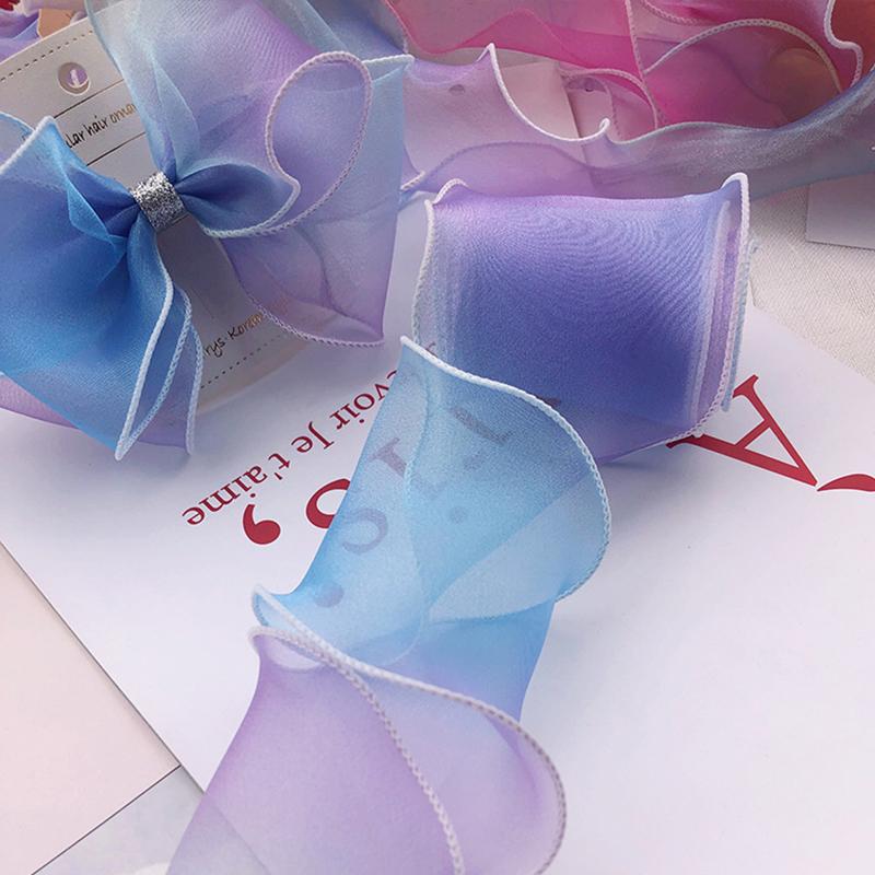 5yards 5.5~6CM Gradient Fishtail Yarn Ribbon Lace for Gift Packing Clothing Sewing Supplies DIY Bows Decor Craft Accessories