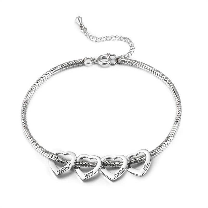 Women's Personalized Stainless Steel Heart Anklet Bracelet