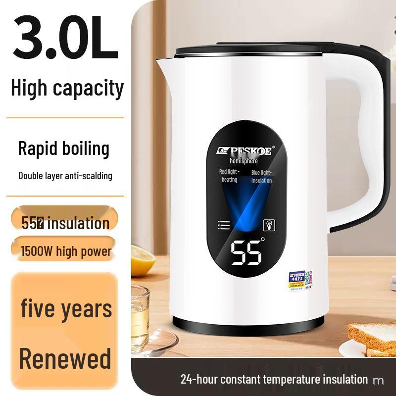 Smart Large Capacity European Standard Electric Kettle with Insulation