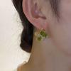 New Stitching Zircon Green Crystal Flowers Earrings for Women Personality Fashion Summer Accessories Party Jewelry Birthday Gift