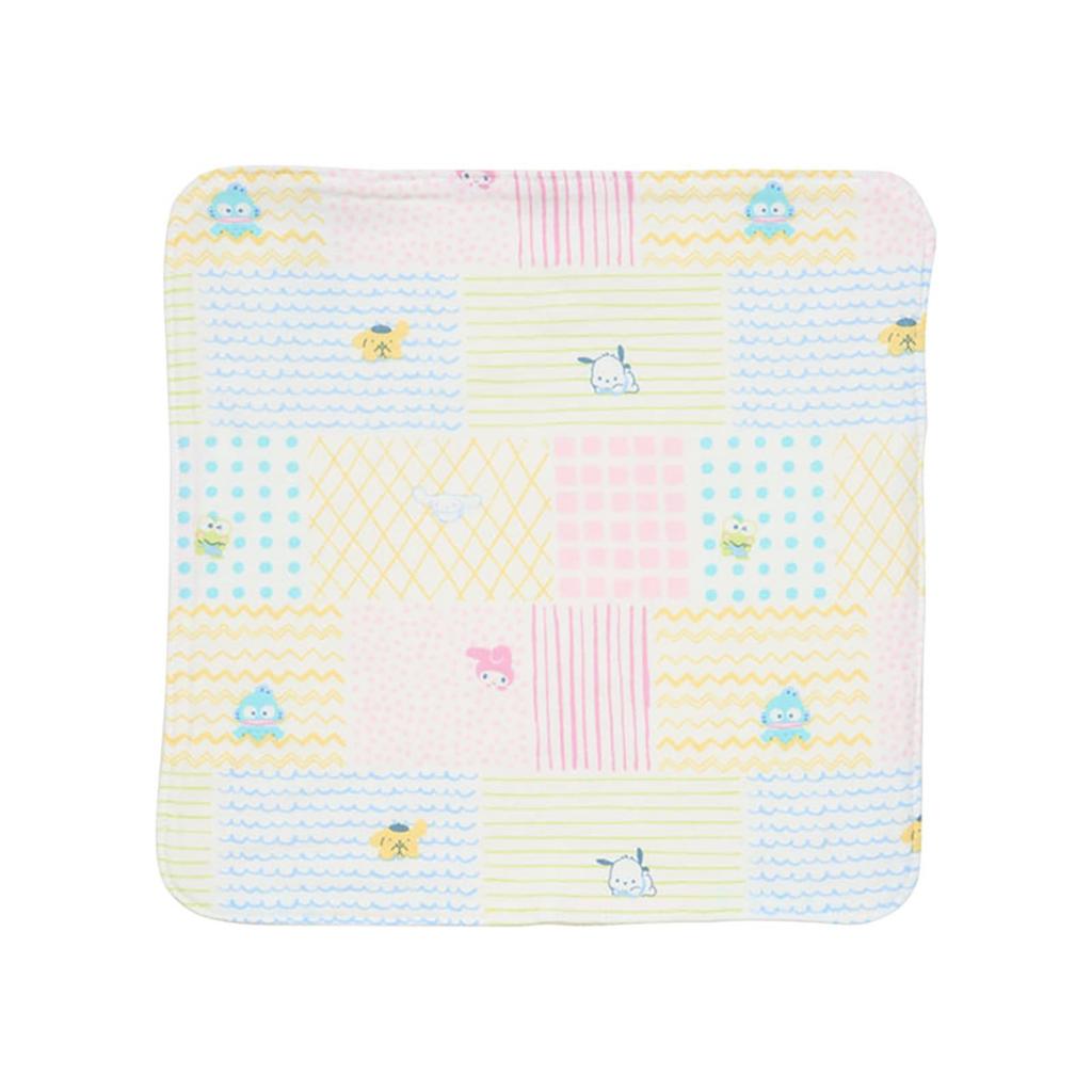 Sanrio Baby Organic Patchwork with Sanrio W x D x 306622 Skin-Friendly Handkerchief, Characters, Cotton, Approx. 9.9" 0.2" 9.9" H, Baby/Children's