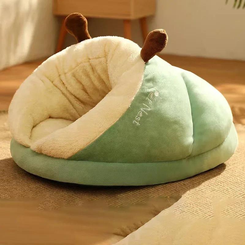 

Soft Dog Bed Sofa Winter Warm Plush Pet Kennel for Small Medium Dogs Cats Teddy Sleeping Nest Cozy Puppy Cave House Dog 30x25x25 cm зелёный