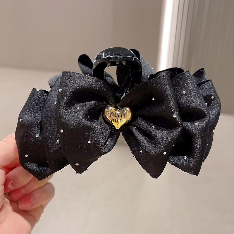 Elegant Retro Satin Bow Hair Clip for Women - Perfect for Low Ponytails and Head Ornaments