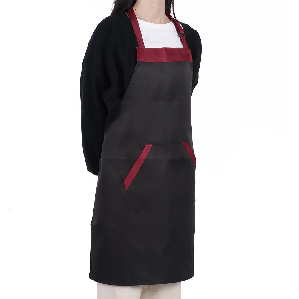 77x62cm Comfortable Waterproof Kitchen Cooking Apron Working Apron with Pockets for Hotel HomeBlack