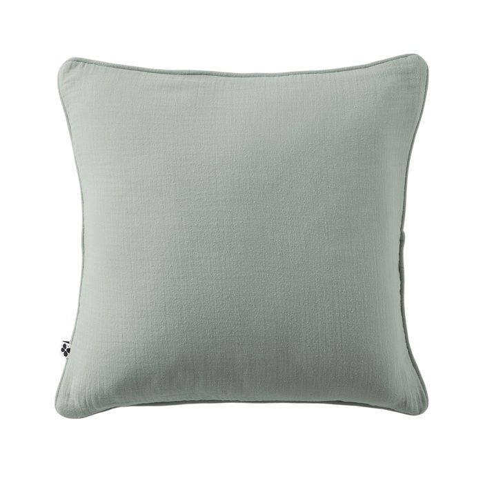 Coussin déhoussable 45 x 45 cm GAIA Eucalyptus – Gaze de coton avec passepoil élégant