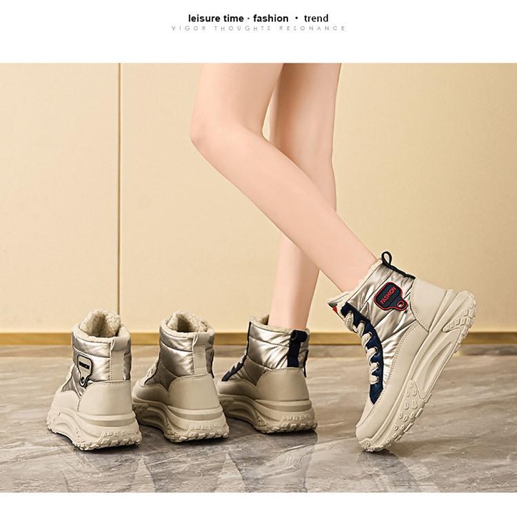 Damen High-Top Warme Freizeitschuhe - 2025 Herbst/Winter, Samtgefüttert, Dicke Sohle, Höhenverstärkende Baumwoll-Sneakers