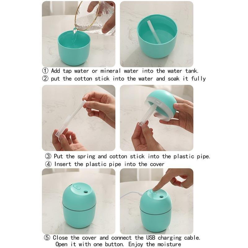 Mini Portable Ultrasonic Air Humidifier 220ML Aroma Essential Oil Diffuser USB Mist Maker Aromatherapy Humidifiers for Home
