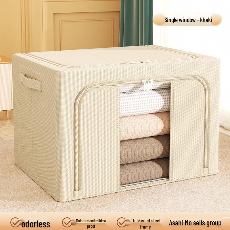 Clothes and Quilt Storage Box - Foldable Cotton & Linen Wardrobe Organizer