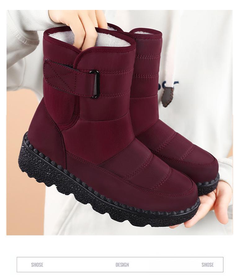 Women's Plus Size Fleece-Lined Winter Boots - Thickened Long, Lightweight Polyurethane, Warm Snow Shoes