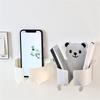Wall Mounted Phone Holder Mobile Phone Charging Stand Self-Adhesive Remote Control Storage Rack Cellphones Organizer