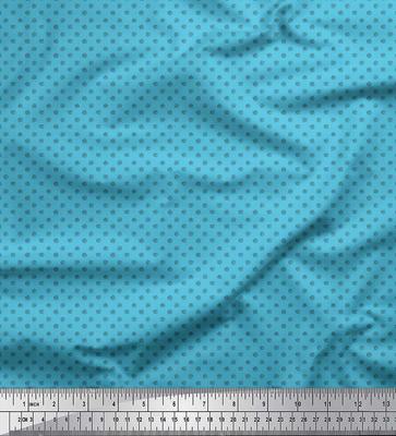 Blue Japan Crepe Satin Fabric Spiral & Stripe Geometric Print Fabric by Metre 42 Inch