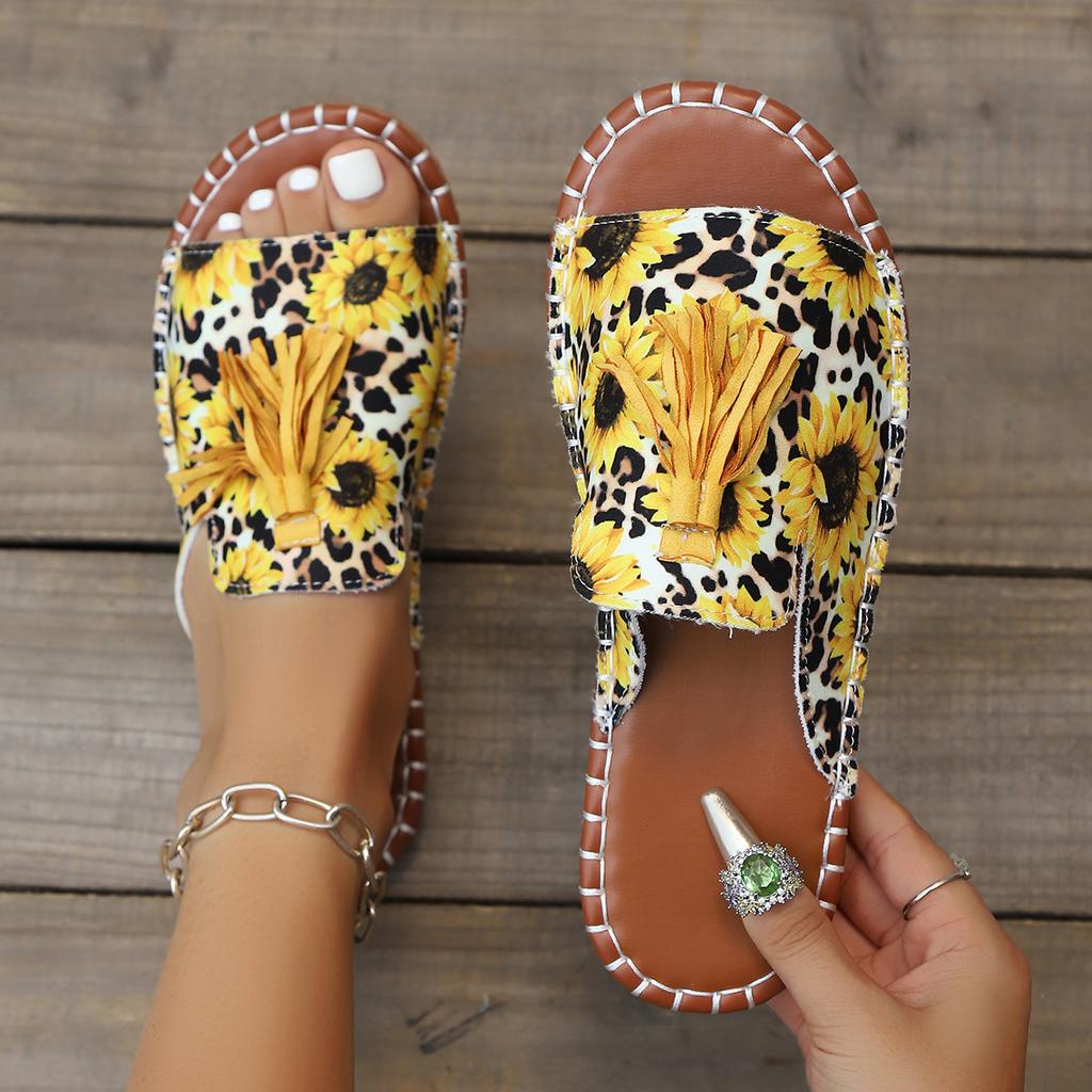 Fashion Women Ethnic Style Slippers Summer Round Head Large Size Sandals Casual Beach Non-slip Slippers Lightweight Shoes Slides Women