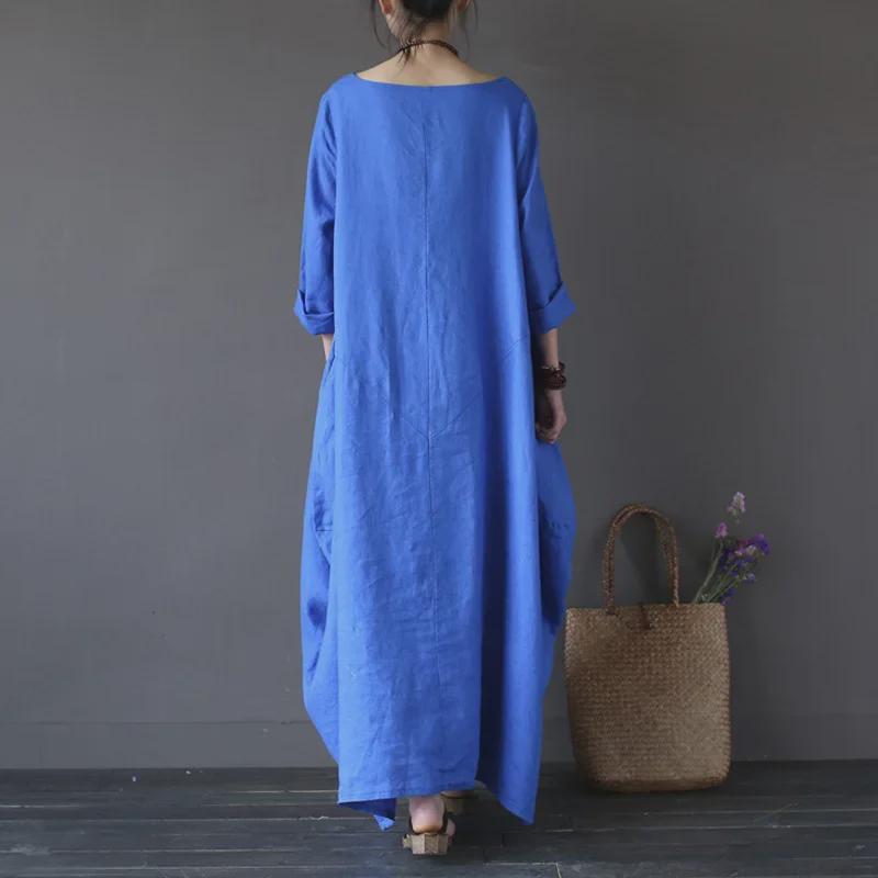 2024 European & American Style Women's Loose Round Neck Mid-Sleeve Long Skirt