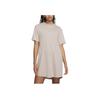 Solid Color Logo Print Pullover Short Sleeve Dress Women Dresses Gray Brown DV7882-272
