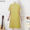 ZANZEA Women Casual Round Neck Half Sleeve Loose Floral Print Dress